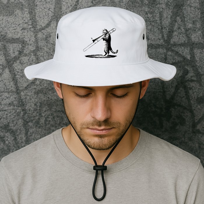Cat Playing Trombone Player Trombonist Instrument Bucket Hat