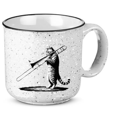 Cat Playing Trombone Player Trombonist Instrument 15oz Campfire Ceramic Mug
