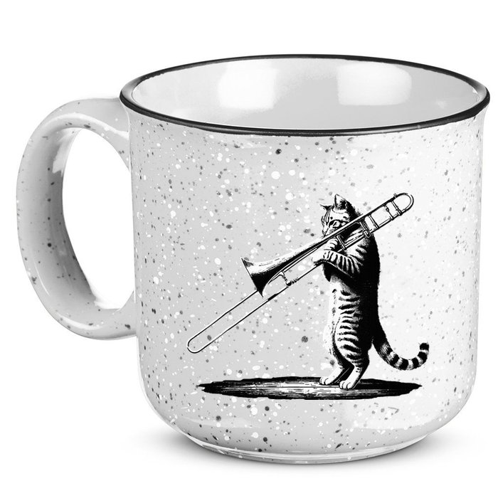 Cat Playing Trombone Player Trombonist Instrument 15oz Campfire Ceramic Mug
