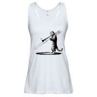 Cat Playing Trombone Player Trombonist Instrument Ladies Essential Flowy Tank