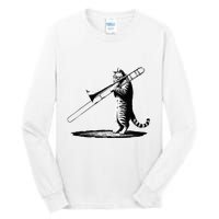 Cat Playing Trombone Player Trombonist Instrument Tall Long Sleeve T-Shirt