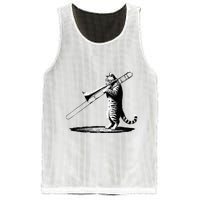 Cat Playing Trombone Player Trombonist Instrument Mesh Reversible Basketball Jersey Tank