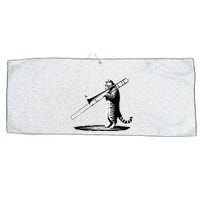 Cat Playing Trombone Player Trombonist Instrument Large Microfiber Waffle Golf Towel