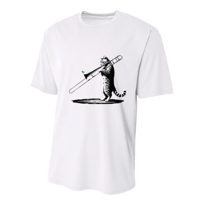 Cat Playing Trombone Player Trombonist Instrument Youth Performance Sprint T-Shirt