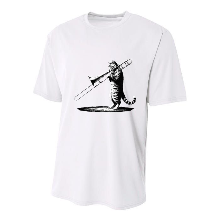 Cat Playing Trombone Player Trombonist Instrument Youth Performance Sprint T-Shirt