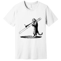 Cat Playing Trombone Player Trombonist Instrument Premium T-Shirt