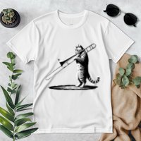 Cat Playing Trombone Player Trombonist Instrument Premium T-Shirt