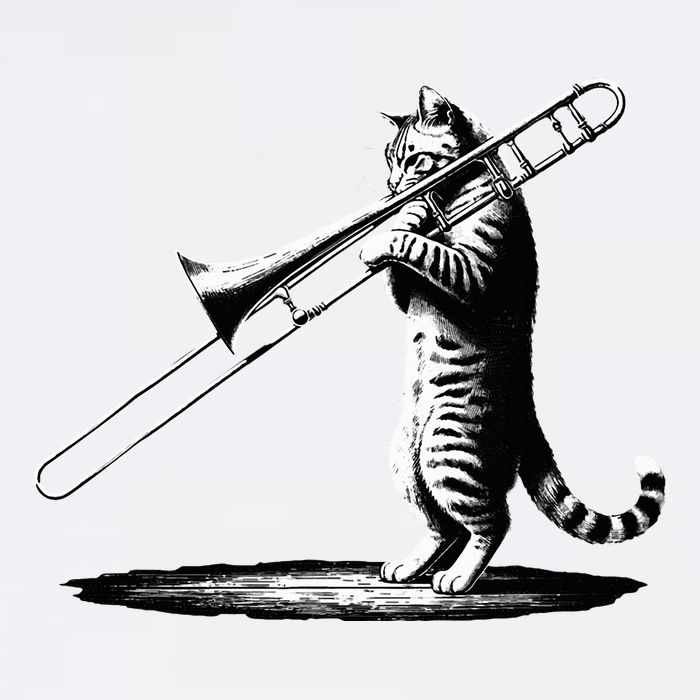 Cat Playing Trombone Player Trombonist Instrument Premium T-Shirt
