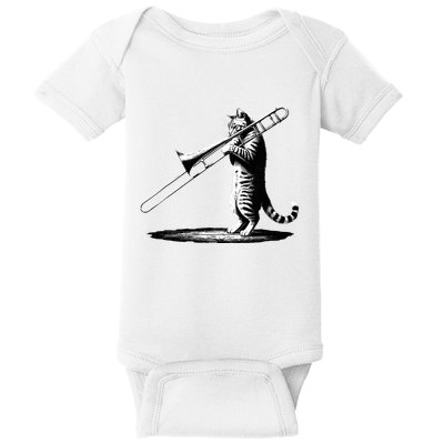 Cat Playing Trombone Player Trombonist Instrument Baby Bodysuit