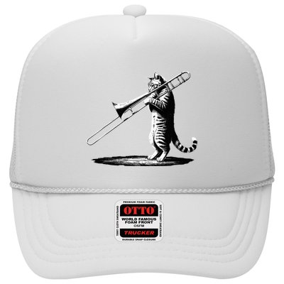 Cat Playing Trombone Player Trombonist Instrument Trucker Hat