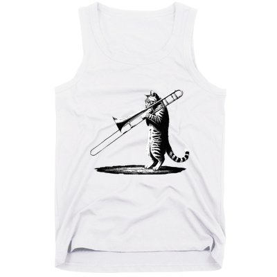 Cat Playing Trombone Player Trombonist Instrument Tank Top