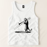 Cat Playing Trombone Player Trombonist Instrument Tank Top