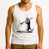 Cat Playing Trombone Player Trombonist Instrument Tank Top