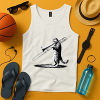 Cat Playing Trombone Player Trombonist Instrument Tank Top