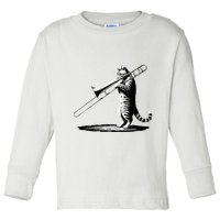Cat Playing Trombone Player Trombonist Instrument Toddler Long Sleeve Shirt