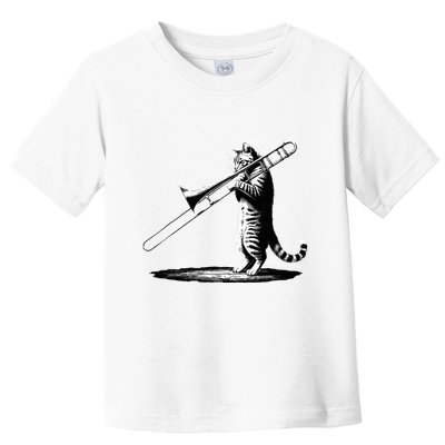 Cat Playing Trombone Player Trombonist Instrument Toddler T-Shirt