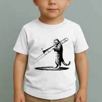 Cat Playing Trombone Player Trombonist Instrument Toddler T-Shirt
