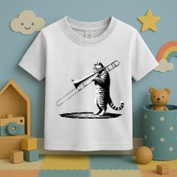 Cat Playing Trombone Player Trombonist Instrument Toddler T-Shirt