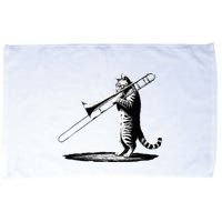 Cat Playing Trombone Player Trombonist Instrument Microfiber Hand Towel
