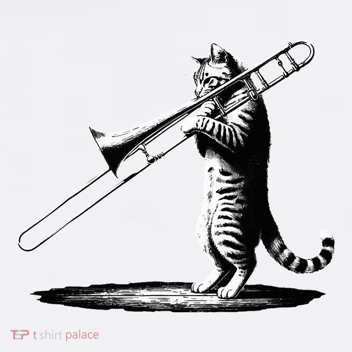 Cat Playing Trombone Player Trombonist Instrument Visor