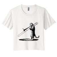Cat Playing Trombone Player Trombonist Instrument Crop Top