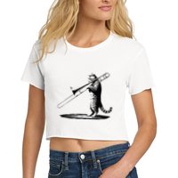 Cat Playing Trombone Player Trombonist Instrument Crop Top