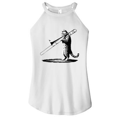 Cat Playing Trombone Player Trombonist Instrument Women's Perfect Tri Rocker Tank
