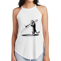 Cat Playing Trombone Player Trombonist Instrument Women's Perfect Tri Rocker Tank