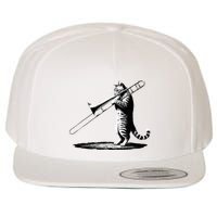 Cat Playing Trombone Player Trombonist Instrument Wool Snapback Cap