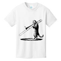 Cat Playing Trombone Player Trombonist Instrument Kids T-Shirt