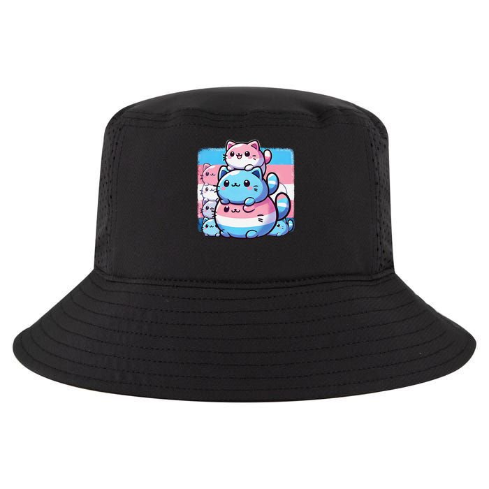 Cat Pile Trans Pride Transgender Day Of Visibility Cool Comfort Performance Bucket Hat