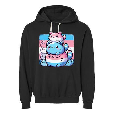 Cat Pile Trans Pride Transgender Day Of Visibility Garment-Dyed Fleece Hoodie