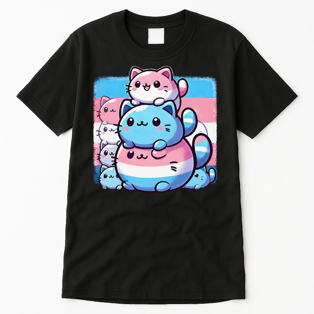 Cat Pile Trans Pride Transgender Day Of Visibility Tall T-Shirt