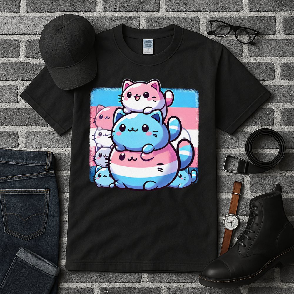 Cat Pile Trans Pride Transgender Day Of Visibility Tall T-Shirt
