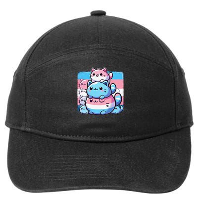 Cat Pile Trans Pride Transgender Day Of Visibility 7-Panel Snapback Hat