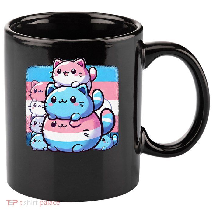Cat Pile Trans Pride Transgender Day Of Visibility 11oz C Handle Ceramic Mug