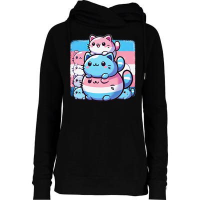 Cat Pile Trans Pride Transgender Day Of Visibility Womens Funnel Neck Pullover Hood