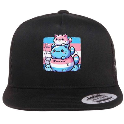 Cat Pile Trans Pride Transgender Day Of Visibility Flatbill Hat
