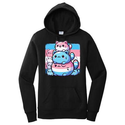Cat Pile Trans Pride Transgender Day Of Visibility Women's Pullover Hoodie