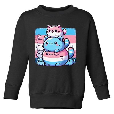 Cat Pile Trans Pride Transgender Day Of Visibility Toddler Sweatshirt