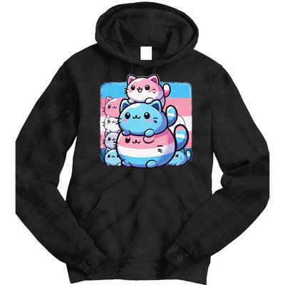 Cat Pile Trans Pride Transgender Day Of Visibility Tie Dye Hoodie