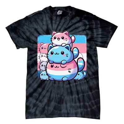 Cat Pile Trans Pride Transgender Day Of Visibility Tie-Dye T-Shirt