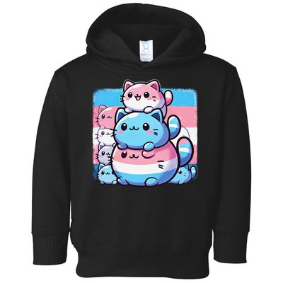 Cat Pile Trans Pride Transgender Day Of Visibility Toddler Hoodie