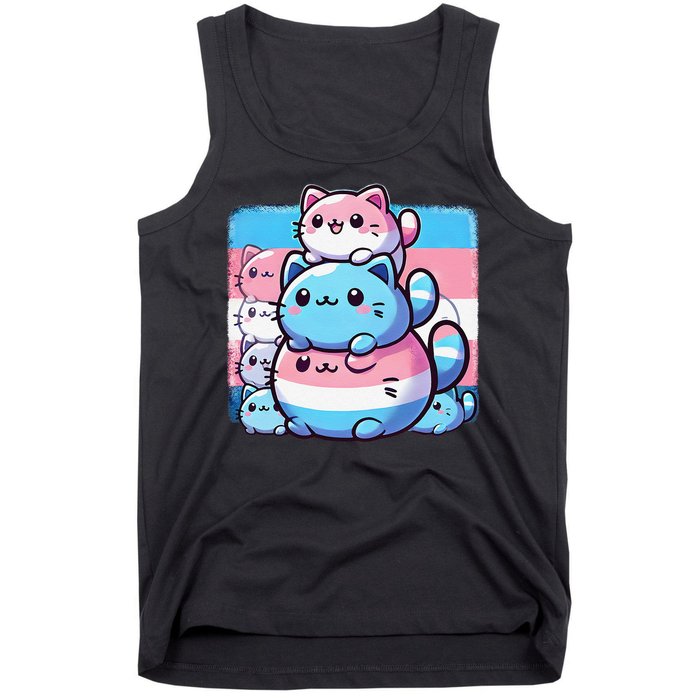 Cat Pile Trans Pride Transgender Day Of Visibility Tank Top