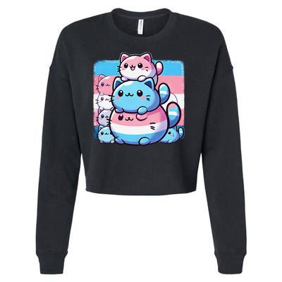 Cat Pile Trans Pride Transgender Day Of Visibility Cropped Pullover Crew