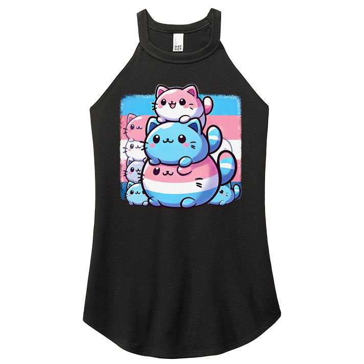 Cat Pile Trans Pride Transgender Day Of Visibility Women's Perfect Tri Rocker Tank