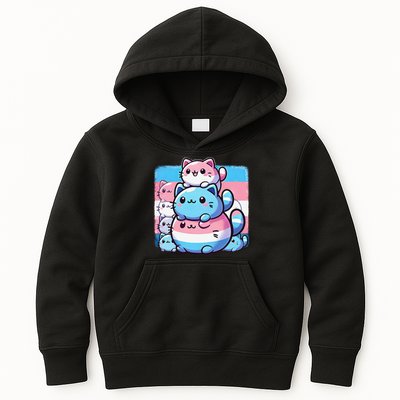 Cat Pile Trans Pride Transgender Day Of Visibility Kids Hoodie