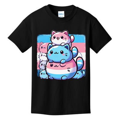 Cat Pile Trans Pride Transgender Day Of Visibility Kids T-Shirt