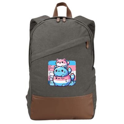 Cat Pile Trans Pride Transgender Day Of Visibility Cotton Canvas Backpack