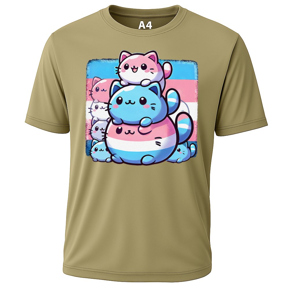 Cat Pile Trans Pride Transgender Day Of Visibility Performance Shirt